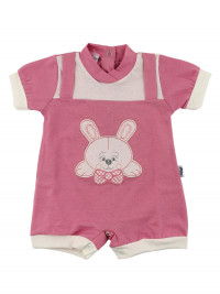 romper cotton bunny with bow. Colour fuchsia, size 0-3 months
