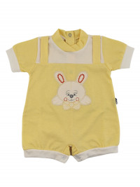 romper cotton bunny with bow. Colour yellow, size 0-3 months