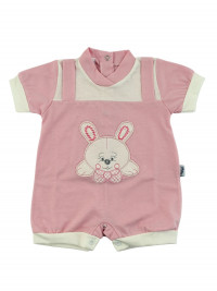 romper cotton bunny with bow. Colour pink, size 0-3 months