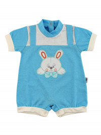 romper cotton bunny with bow. Colour turquoise, size 0-3 months