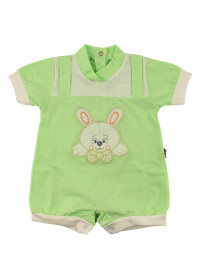 romper cotton bunny with bow. Colour pistacchio green, size 0-3 months