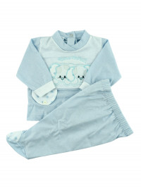 cotton baby outfit tender little faces. Colour light blue, size 0-1 month