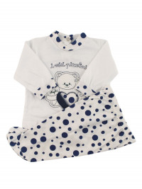 happy child polka dot cotton baby outfit. Colour blue, size 1-3 months