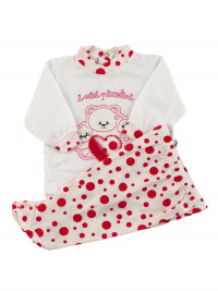 happy child polka dot cotton baby outfit. Colour coral pink, size 3-6 months