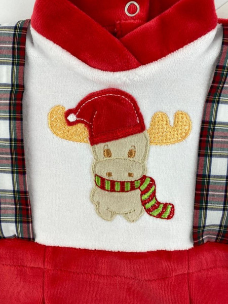 baby footie chenille Christmas reindeer rudolph. Colour red, size 0-3 months 2