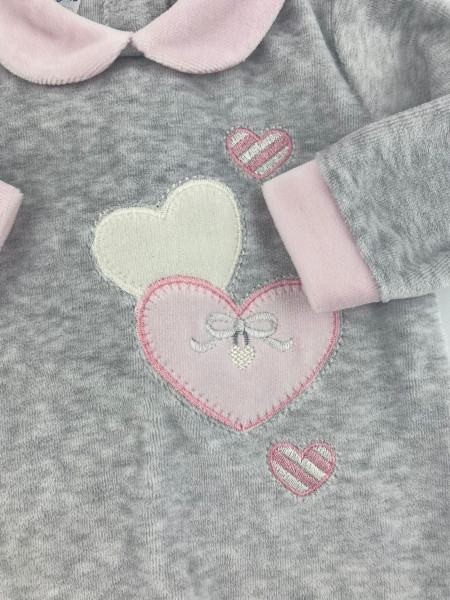 baby footie chenille sweet hearts. Colour grey, size 0-3 months 2