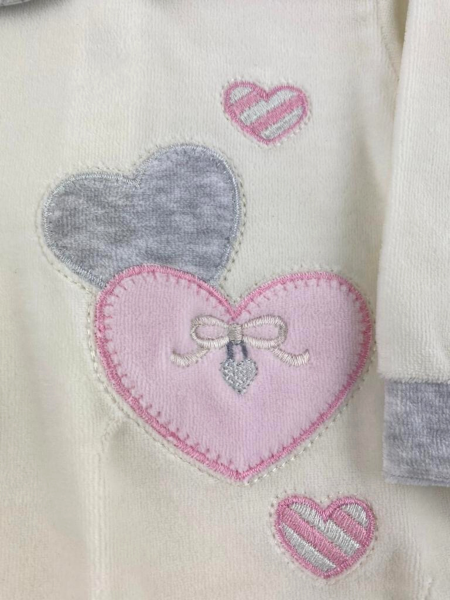 baby footie chenille sweet hearts. Colour creamy white, size 0-3 months 2