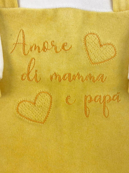 baby footie chenille love of mommy and daddy. Colour yellow, size 9-12 months 2