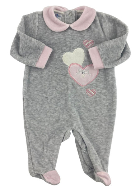 baby footie chenille sweet hearts. Colour grey, size 3-6 months Grey Size 3-6 months