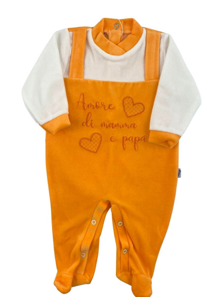 baby footie chenille love of mommy and daddy. Colour orange, size 6-9 months Orange Size 6-9 months