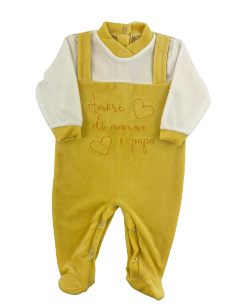 baby footie chenille love of mommy and daddy. Colour yellow, size 9-12 months Yellow Size 9-12 months