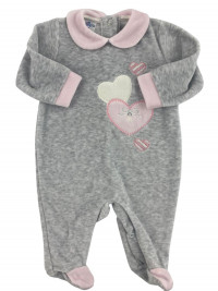 baby footie chenille sweet hearts. Colour grey, size 0-3 months