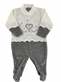 chenille winter baby footie. Colour grey, size 0-3 months