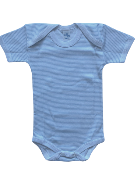 trio of printed cotton half-sleeve bodysuits. Colour light blue, size 3-6 months 2
