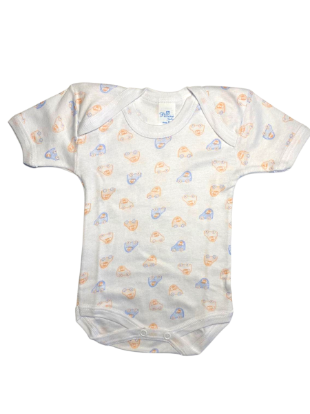 trio of printed cotton short sleeve bodysuits. Colour light blue, size 6-9 months 4