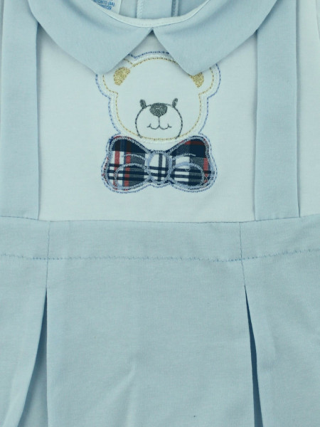 Bielastic Baby Bear footie with cotton bow tie. Colour light blue, size 6-9 months 3